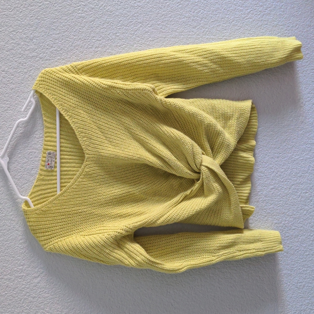 Lime Green twist crop top sweater by Poof Apparel